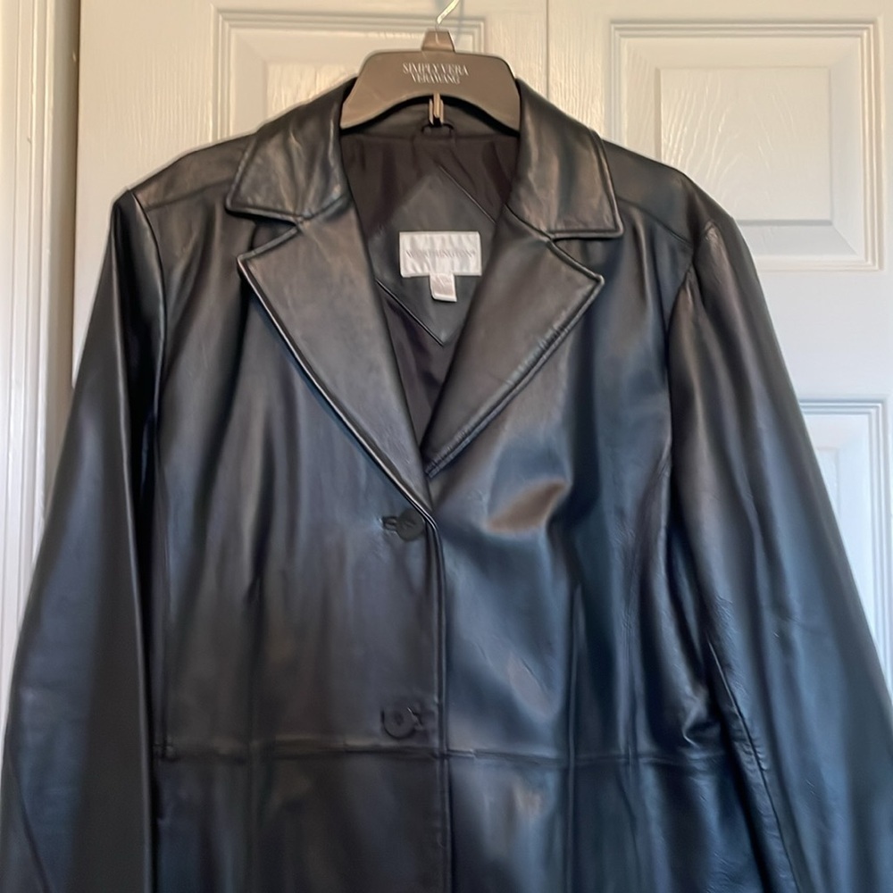 Women’s XL Worthington black leather coat/blazer-collar 3 button-front pockets - Picture 10 of 10